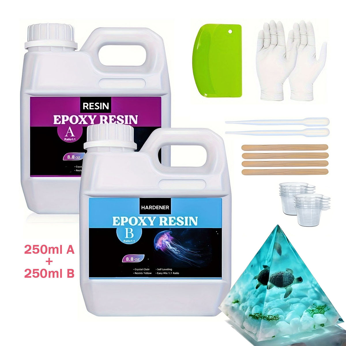 Resin Kit Cast - Kit de résine moulée transparente 125ml/250ml,
