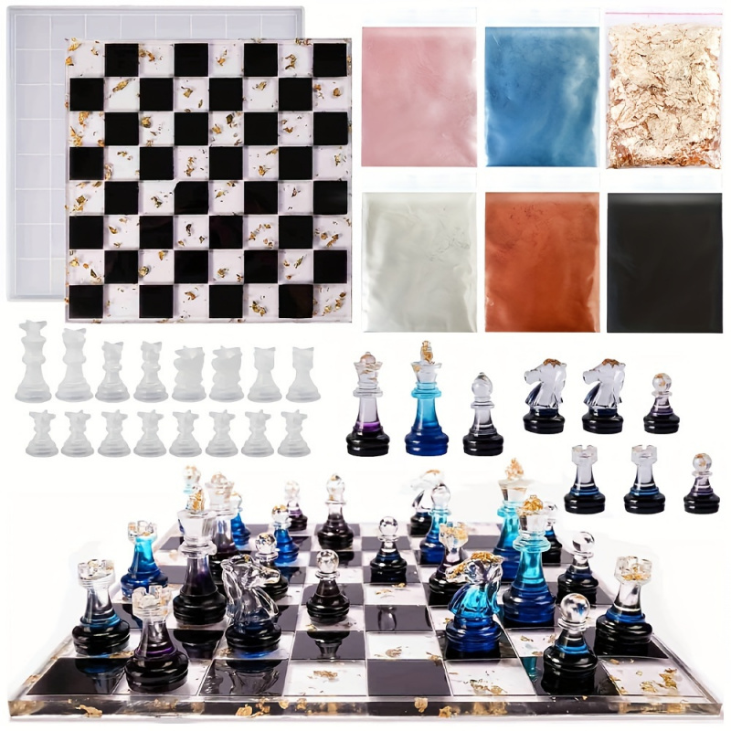Resin Kit Cast - Jeu d'échecs 23 pièces avec moules