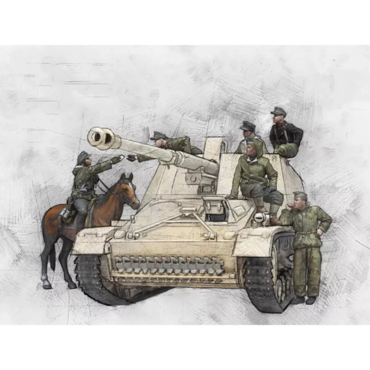 Model Kit Horse - Modèle de soldat en résine 1/35,